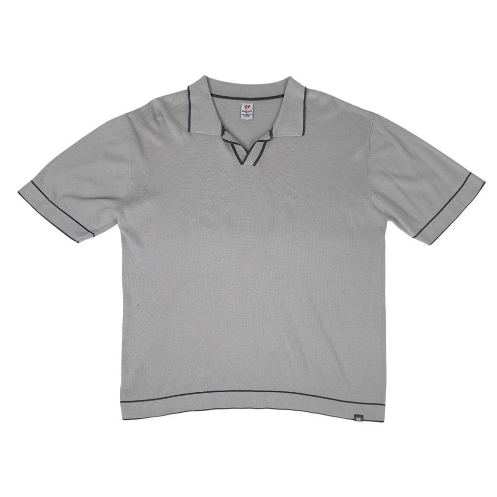 Vintage Anchor Blue Knit Polo Shirt Mens L Gray 90s Y2K Retro